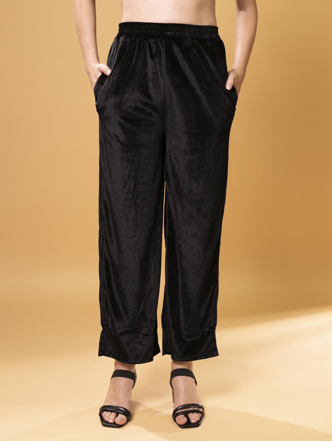solid black velvet shirt & trouser coord set - 20852887 - Standard Image - 4