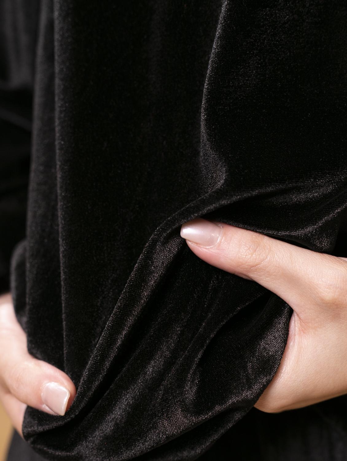 solid black velvet shirt & trouser coord set - 20852887 - Standard Image - 6