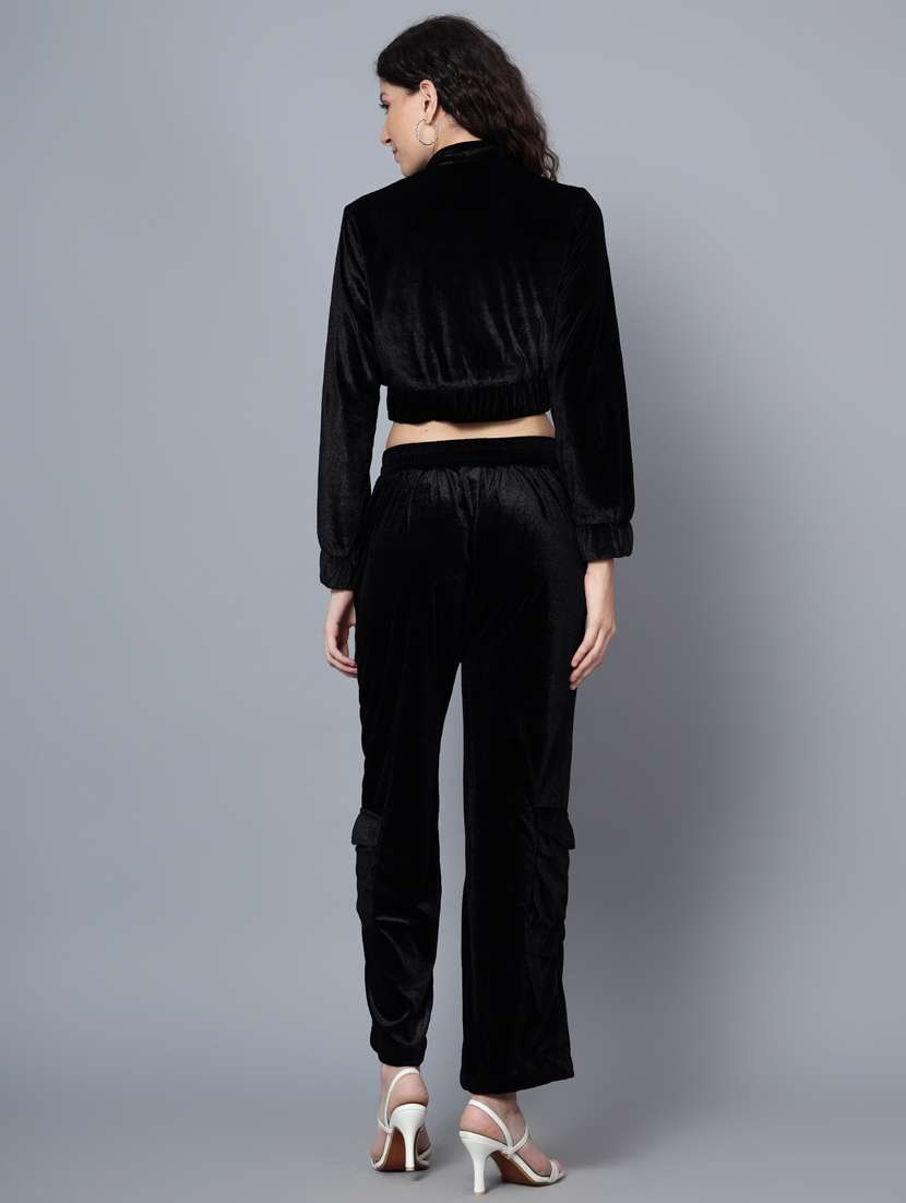 women black solid top and trouser co-ord set - 20852892 -  Standard Image - 1