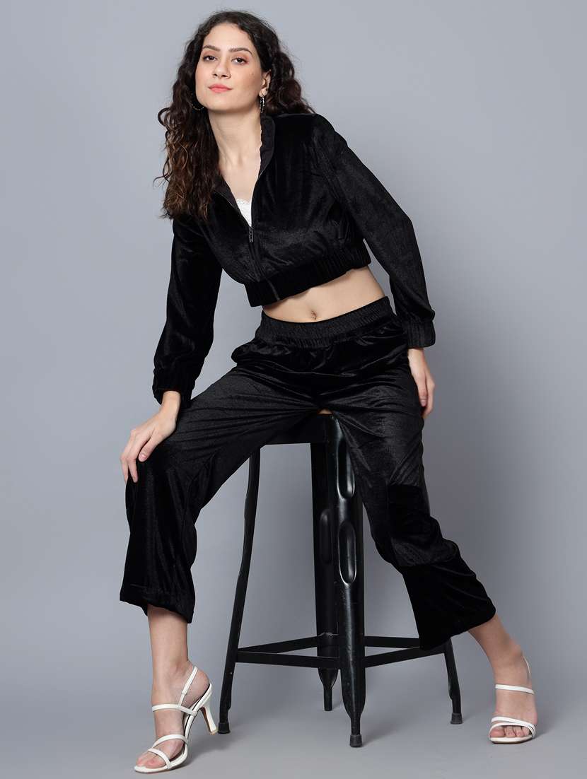 women black solid top and trouser co-ord set - 20852892 -  Standard Image - 4