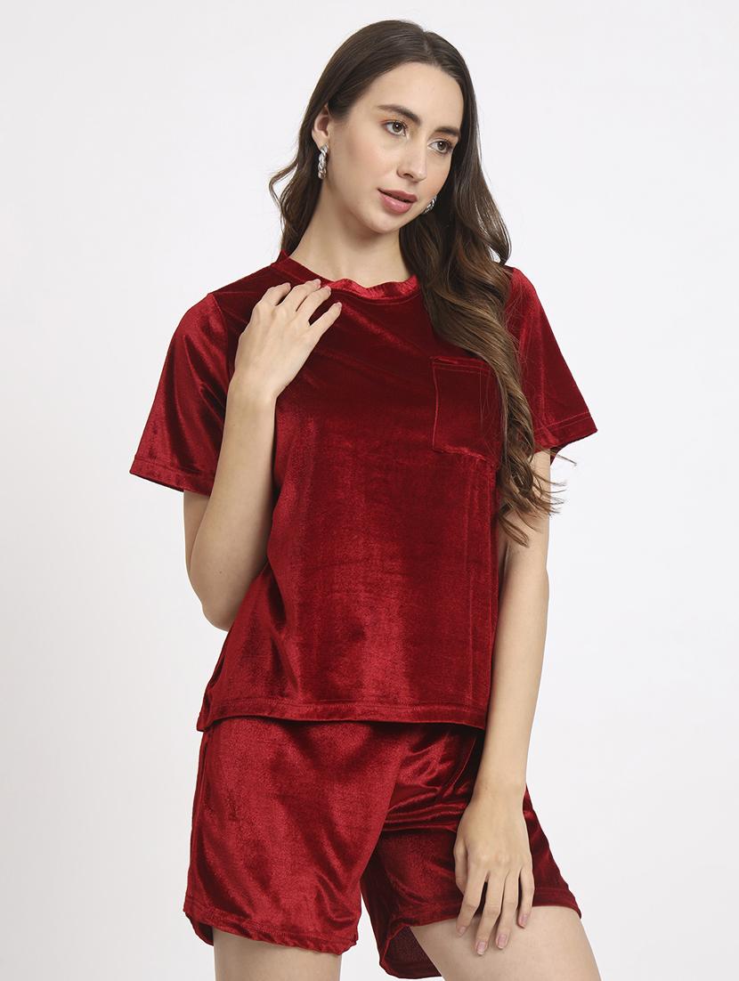 women black solid top and shorts co-ord set - 20852897 - Standard Image - 1