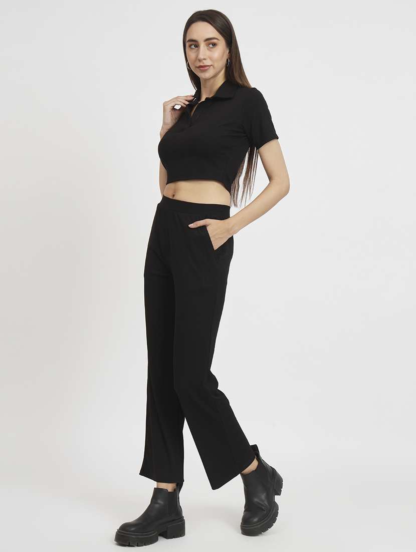 solid black top & trouser coord set - 20852900 - Standard Image - 1