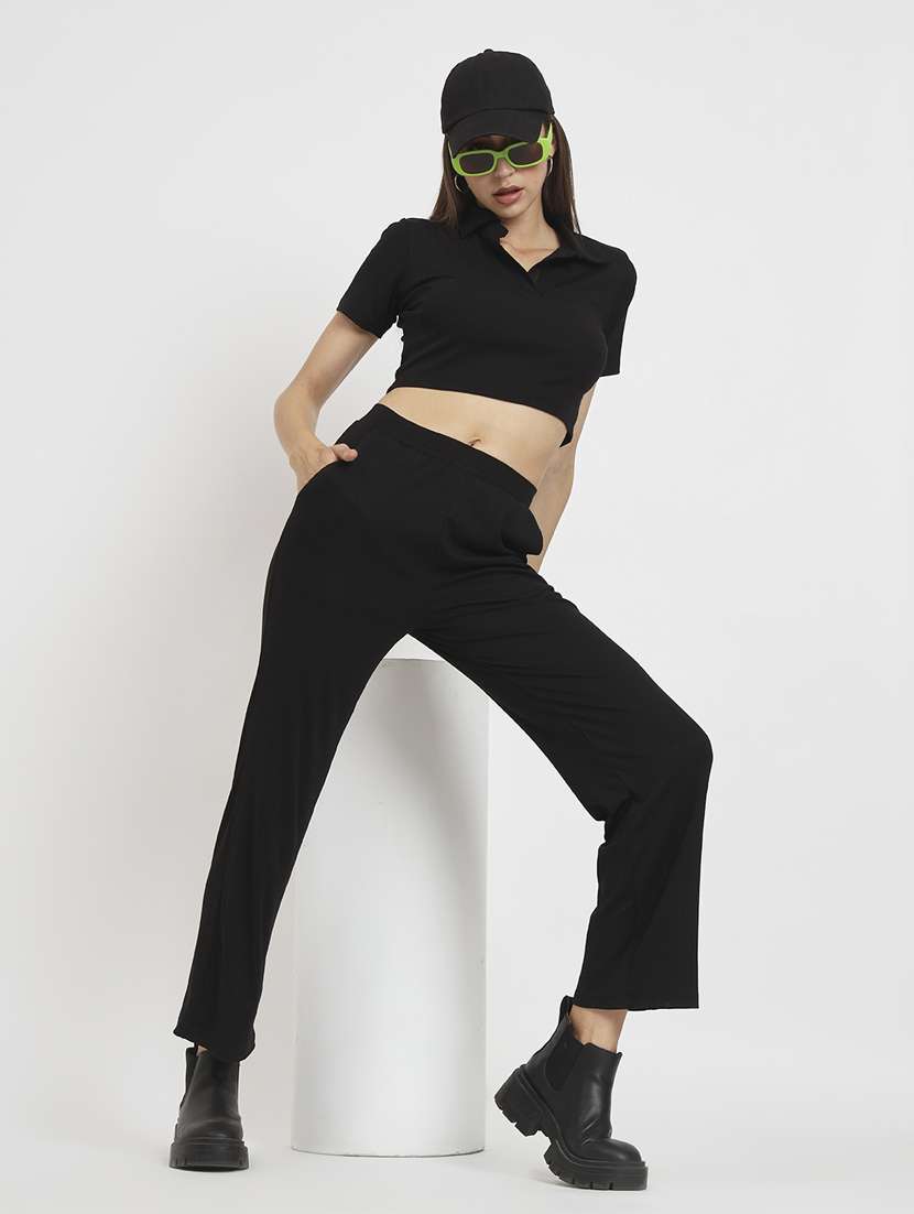 solid black top & trouser coord set - 20852900 - Standard Image - 4