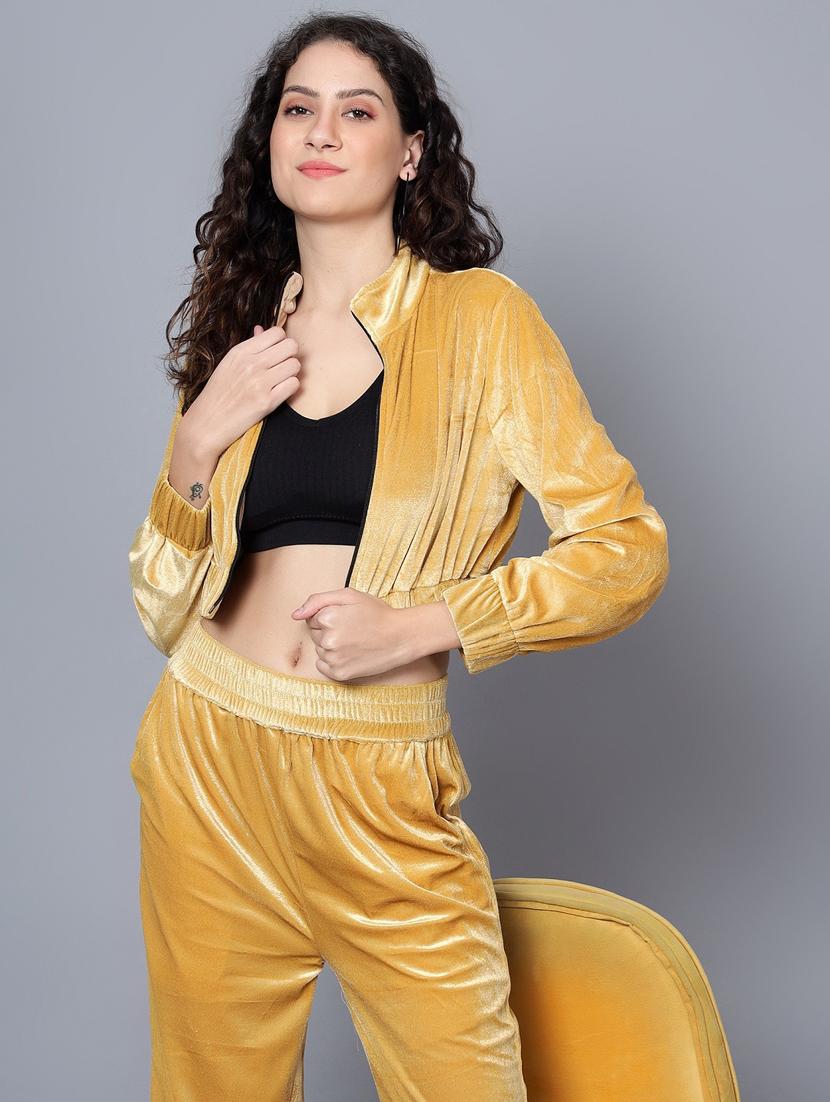 women gold solid top and trouser co-ord set - 20852901 - Standard Image - 4