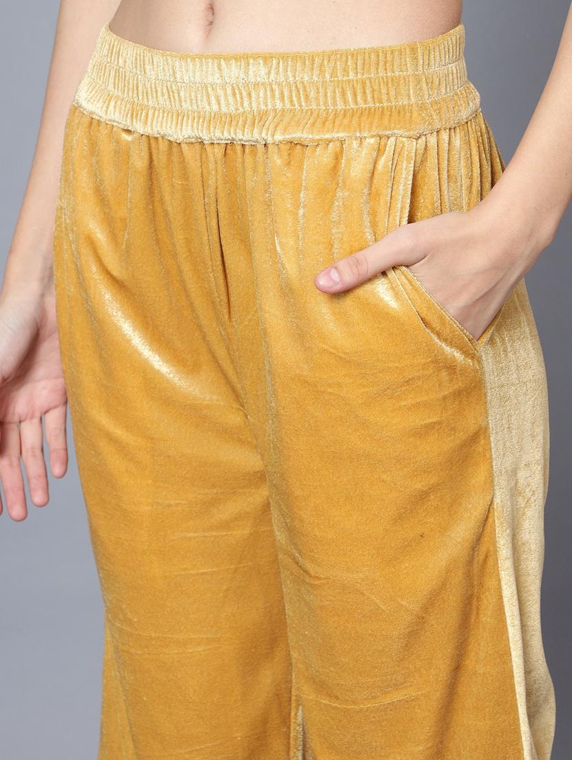 women gold solid top and trouser co-ord set - 20852901 - Standard Image - 6