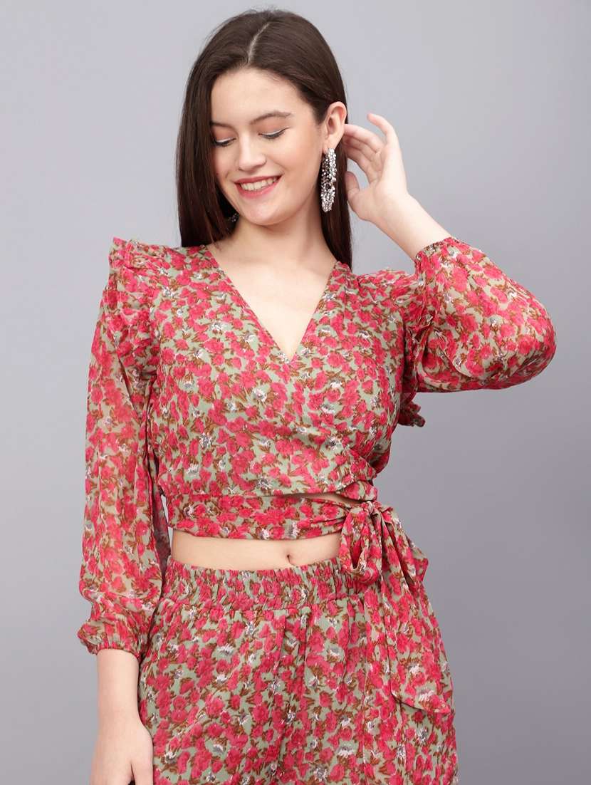 women green printed top and trouser co-ord set - 20852904 - Standard Image - 4