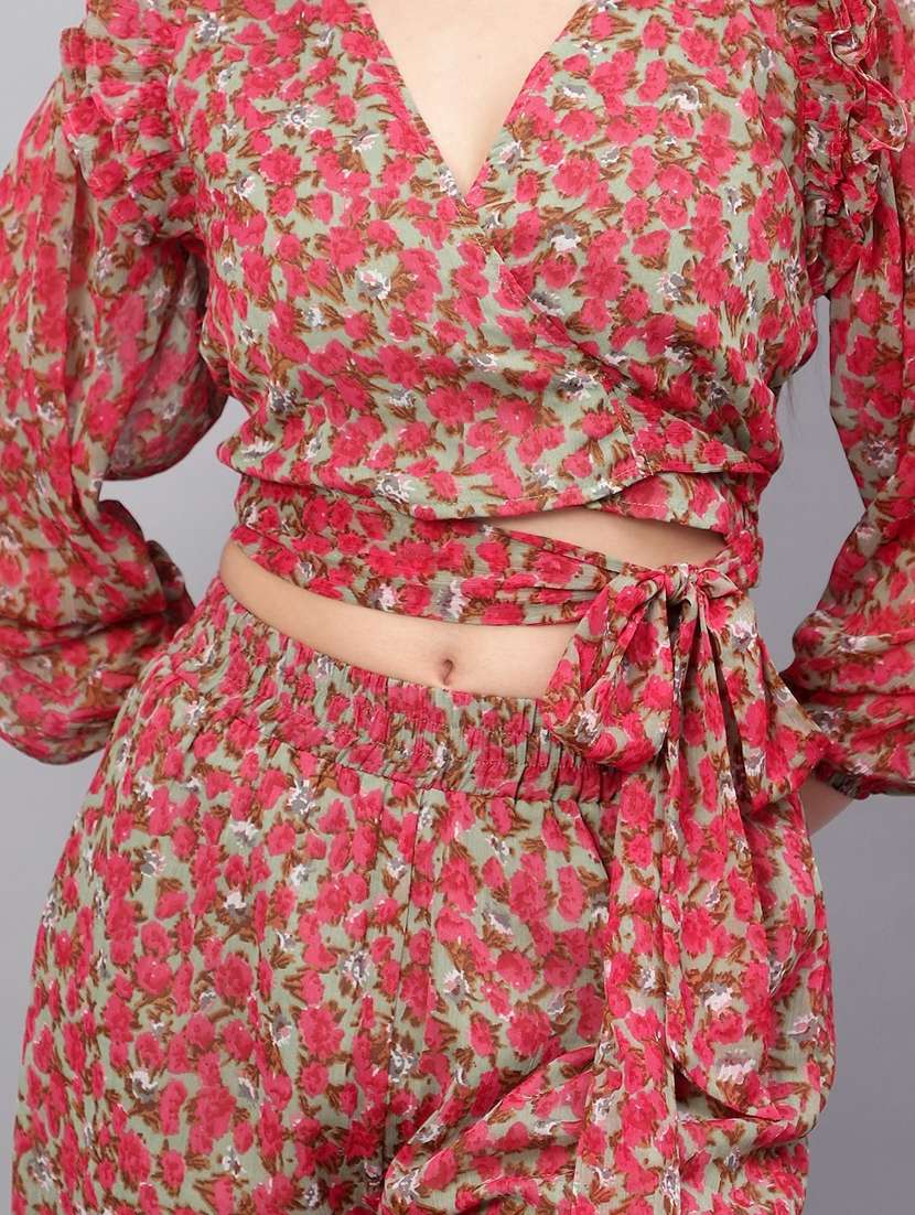 women green printed top and trouser co-ord set - 20852904 - Standard Image - 6