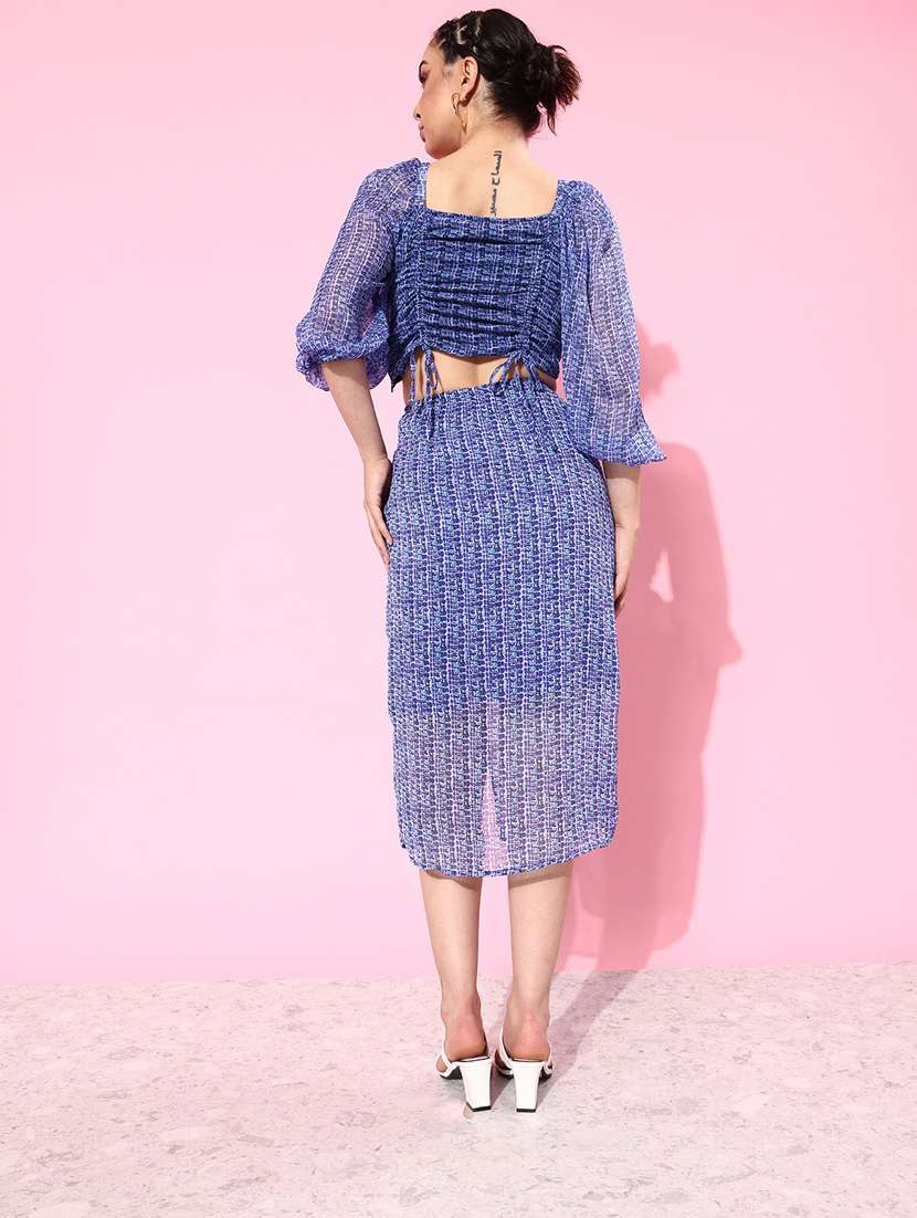 women blue printed top and skirt co-ord set - 20852909 -  Standard Image - 1