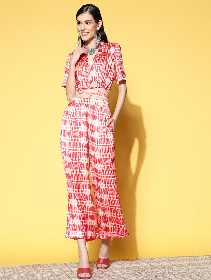 red printed detailed top & palazzo set - 20852913 - Zoom Image - 0