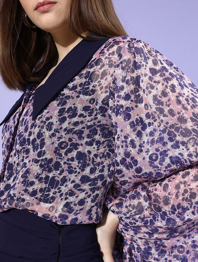 blue printed chiffon top & skirt coord set - 20852940 - Standard Image - 4