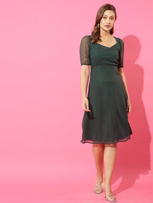 women green solid a-line dress - 20852955 -  Standard Image - 0