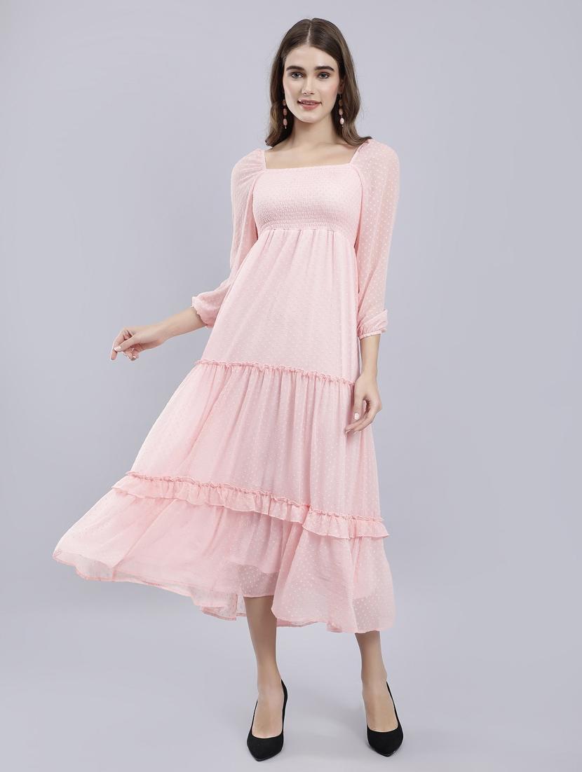 women pink self-designed tiered dress - 20852971 -  Zoom Image - 0