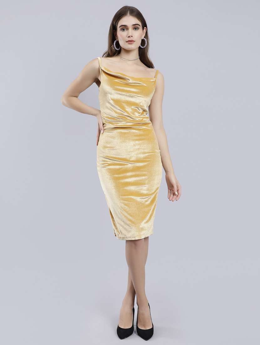 solid gold velvet bodycon dress - 20852972 - Zoom Image - 0