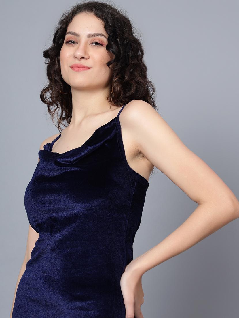 women navy blue solid bodycon dress - 20852973 - Standard Image - 4