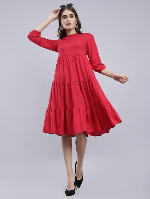 women pink solid fit & flare dress - 20852981 - Standard Image - 0
