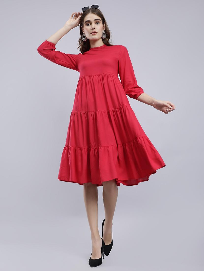 women pink solid fit & flare dress - 20852981 - Zoom Image - 0