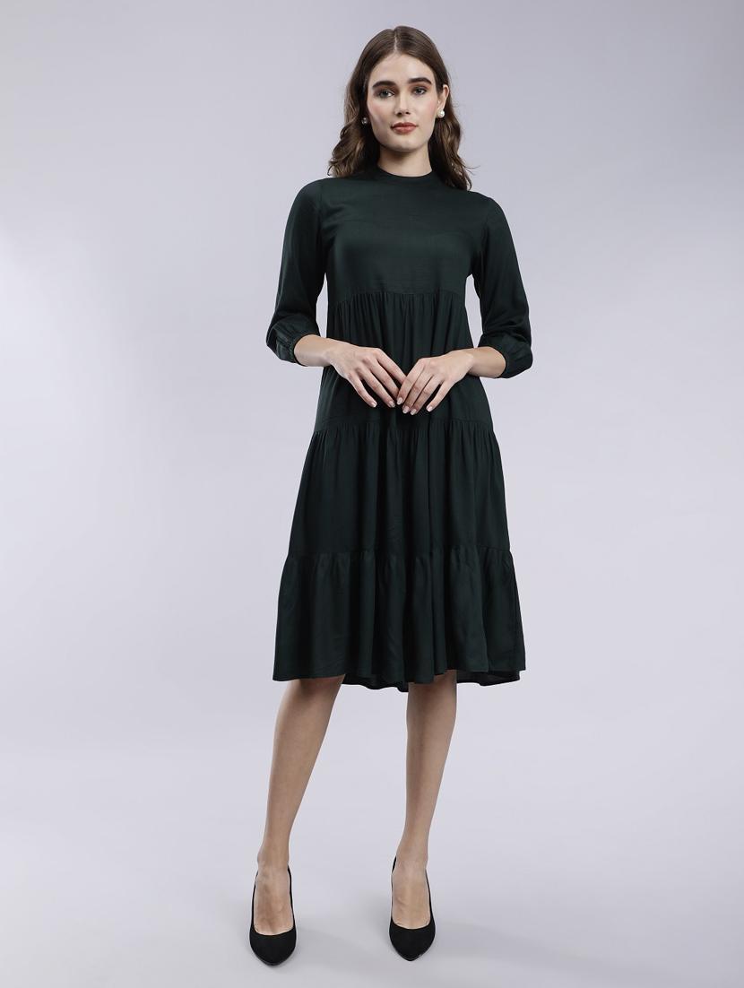 women green solid fit & flare dress - 20852983 -  Zoom Image - 0