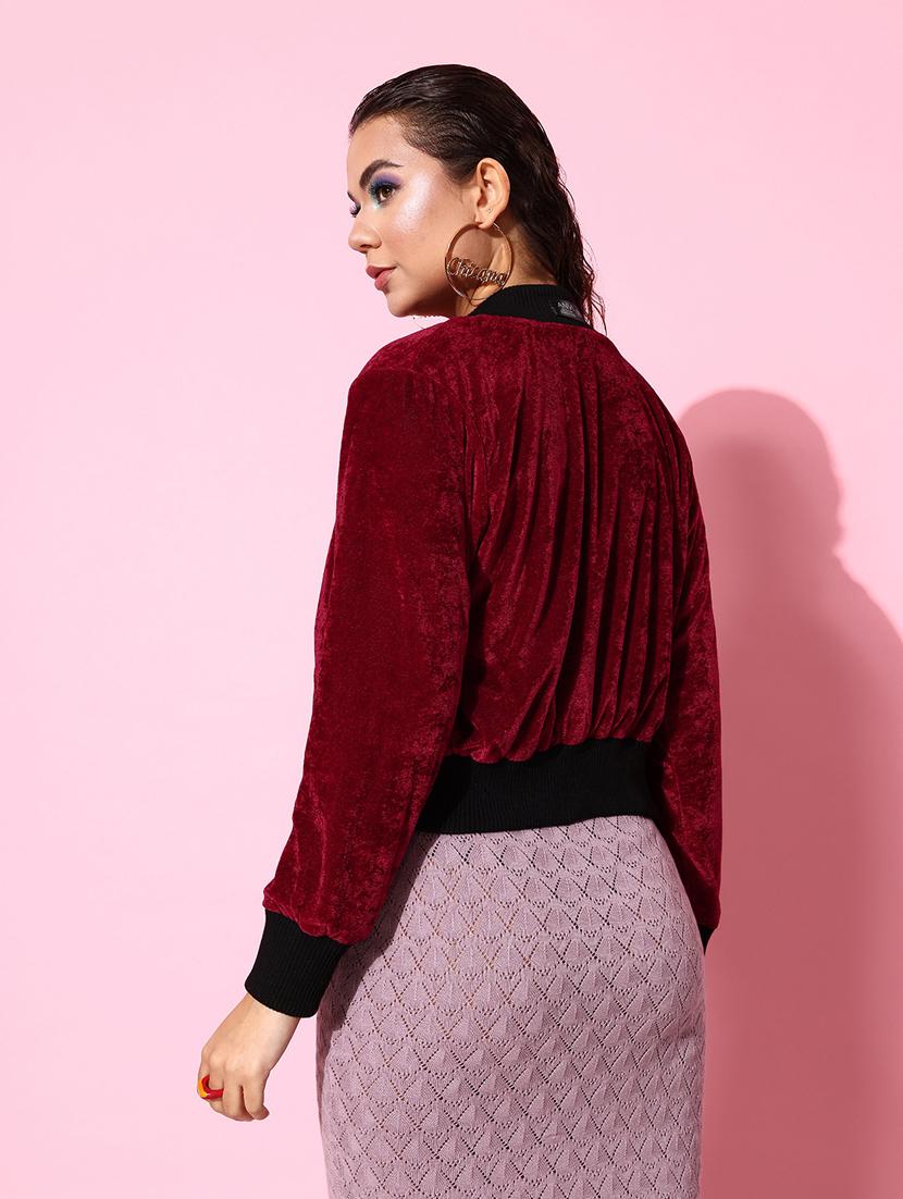 solid maroon velvet reversible jacket - 20853032 -  Standard Image - 1