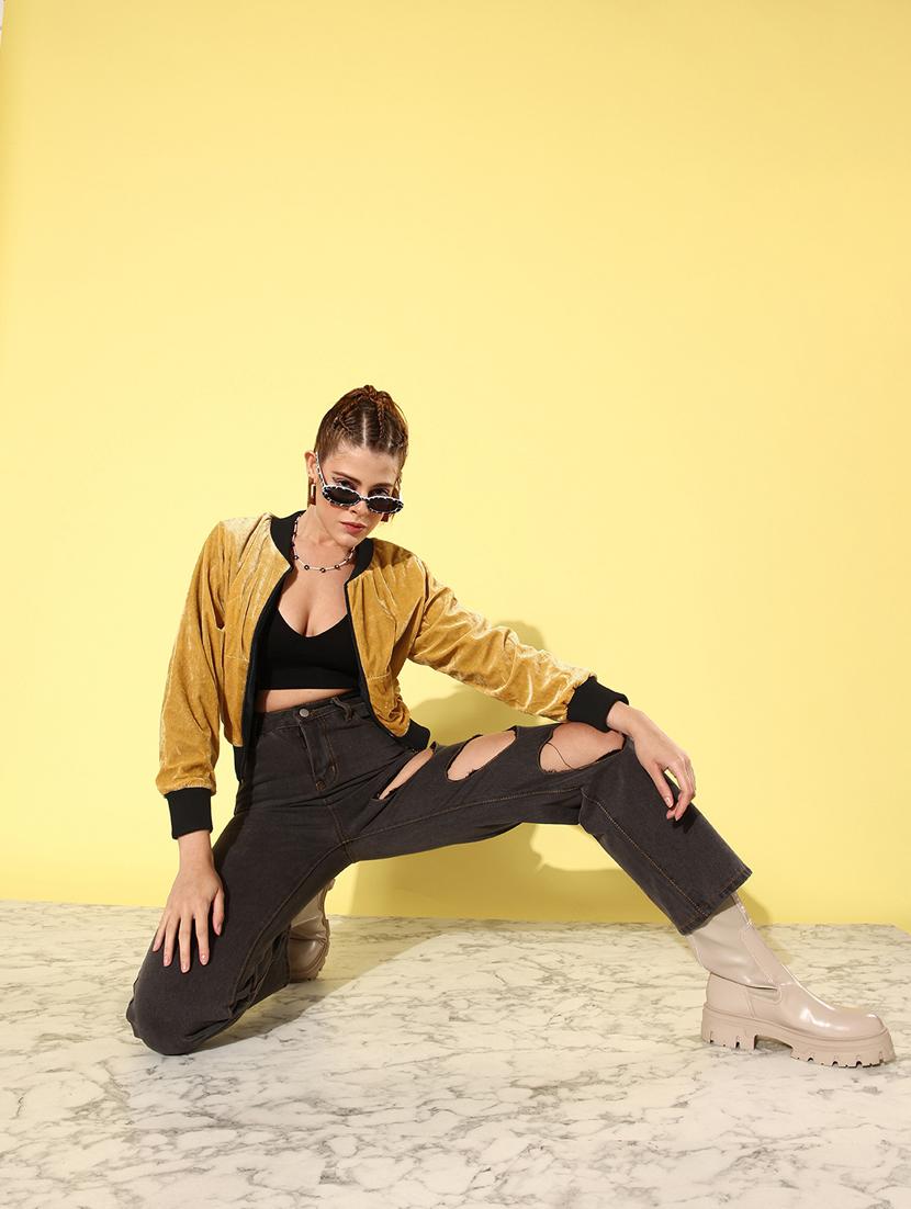 solid yellow velvet reversible jacket - 20853033 - Standard Image - 4