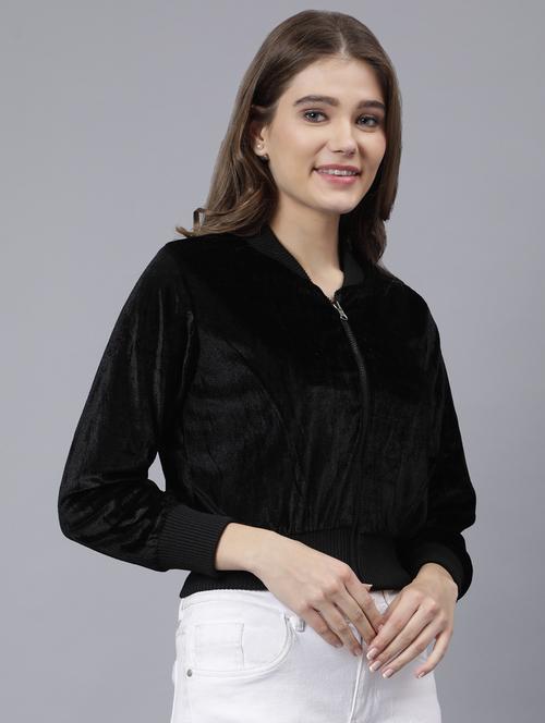 women blue solid summer jacket - 20853034 - Standard Image - 0