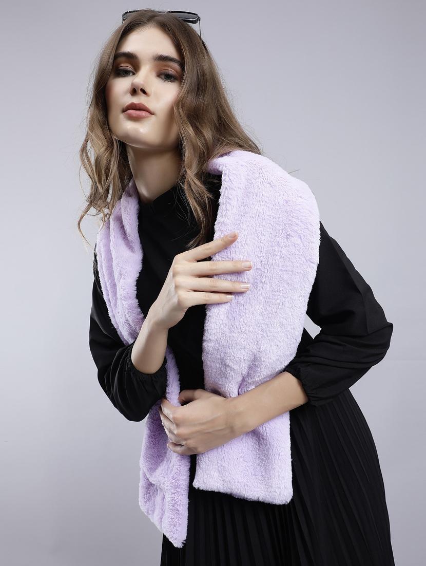 women solid fur muffler - 20853052 - Standard Image - 1