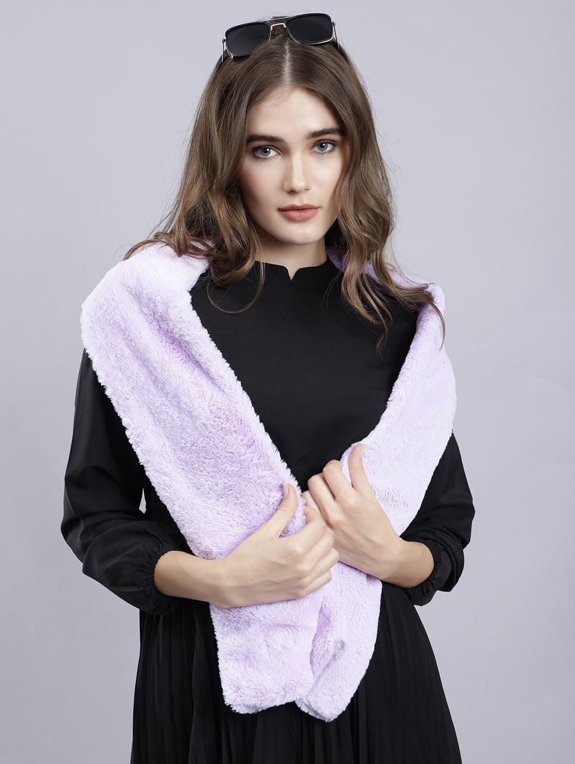 women solid fur muffler - 20853052 - Standard Image - 4