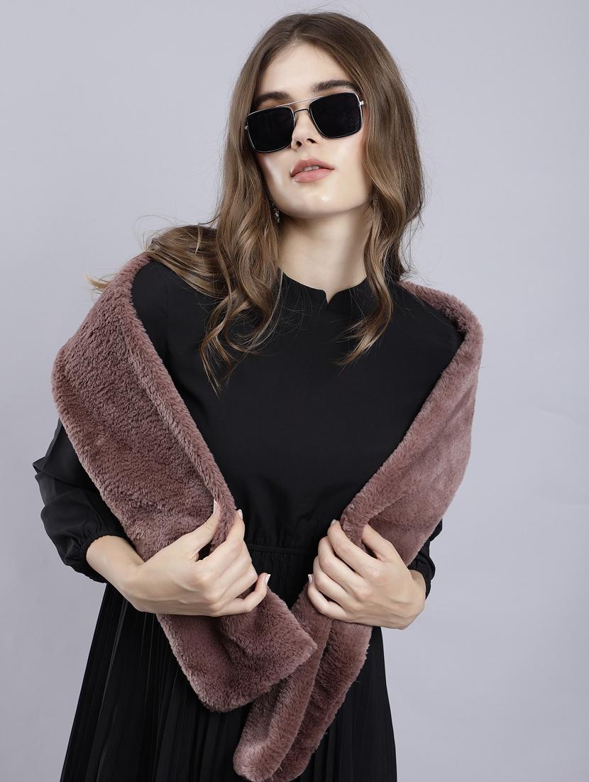 women solid fur muffler - 20853057 - Standard Image - 1