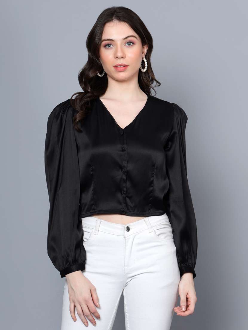 black satin crop top
