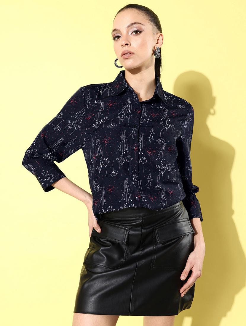 navy blue printed regular shirt - 20853087 - Zoom Image - 0