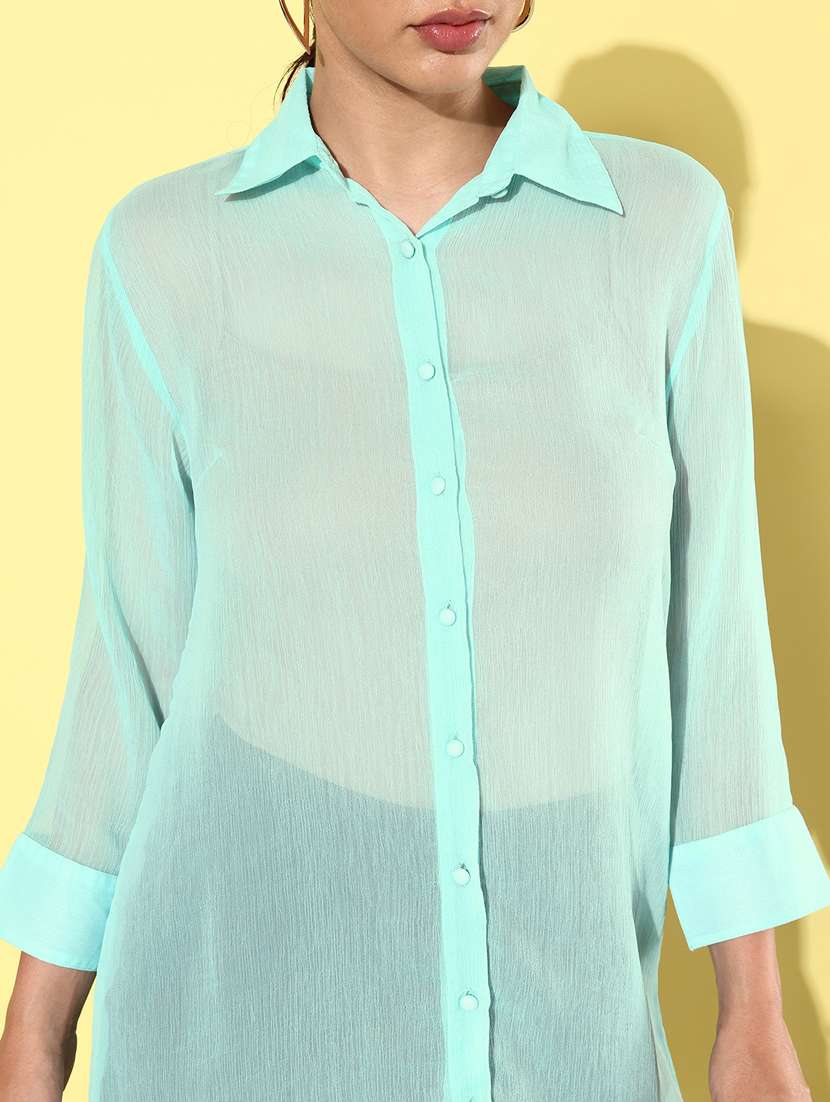 light blue chiffon long shirt - 20853092 -  Standard Image - 4