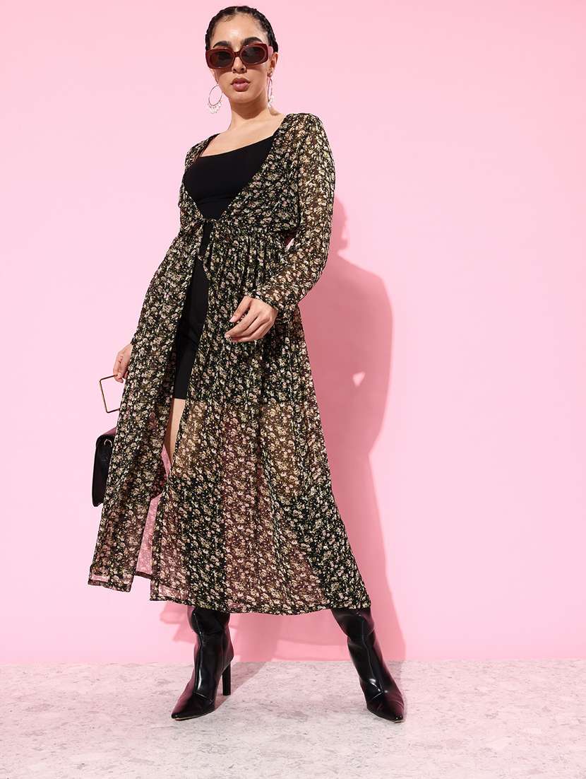 women black printed regular shrug