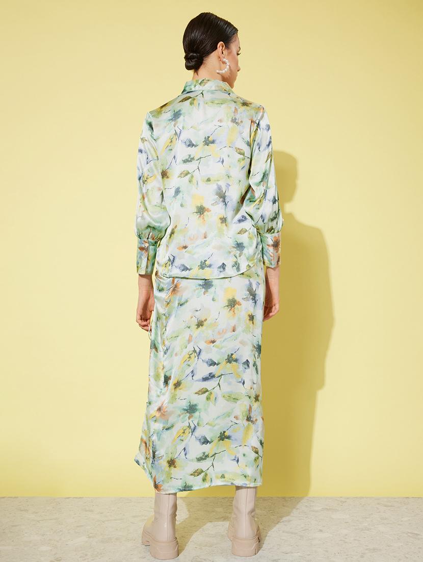 women mid-rise green printed a-line skirt - 20853122 - Standard Image - 1