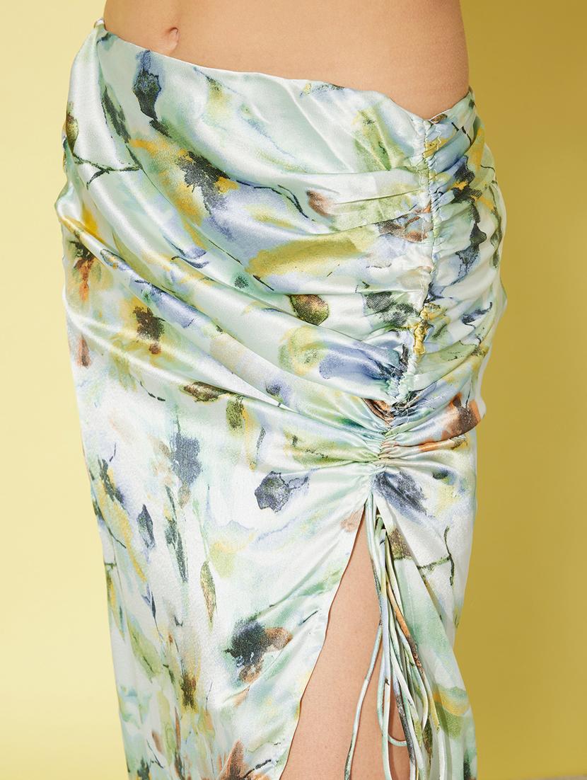 women mid-rise green printed a-line skirt - 20853122 - Standard Image - 4