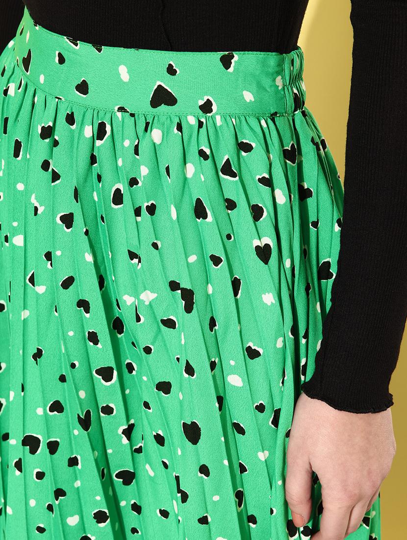 women mid-rise green printed pleated skirt - 20853127 - Standard Image - 4