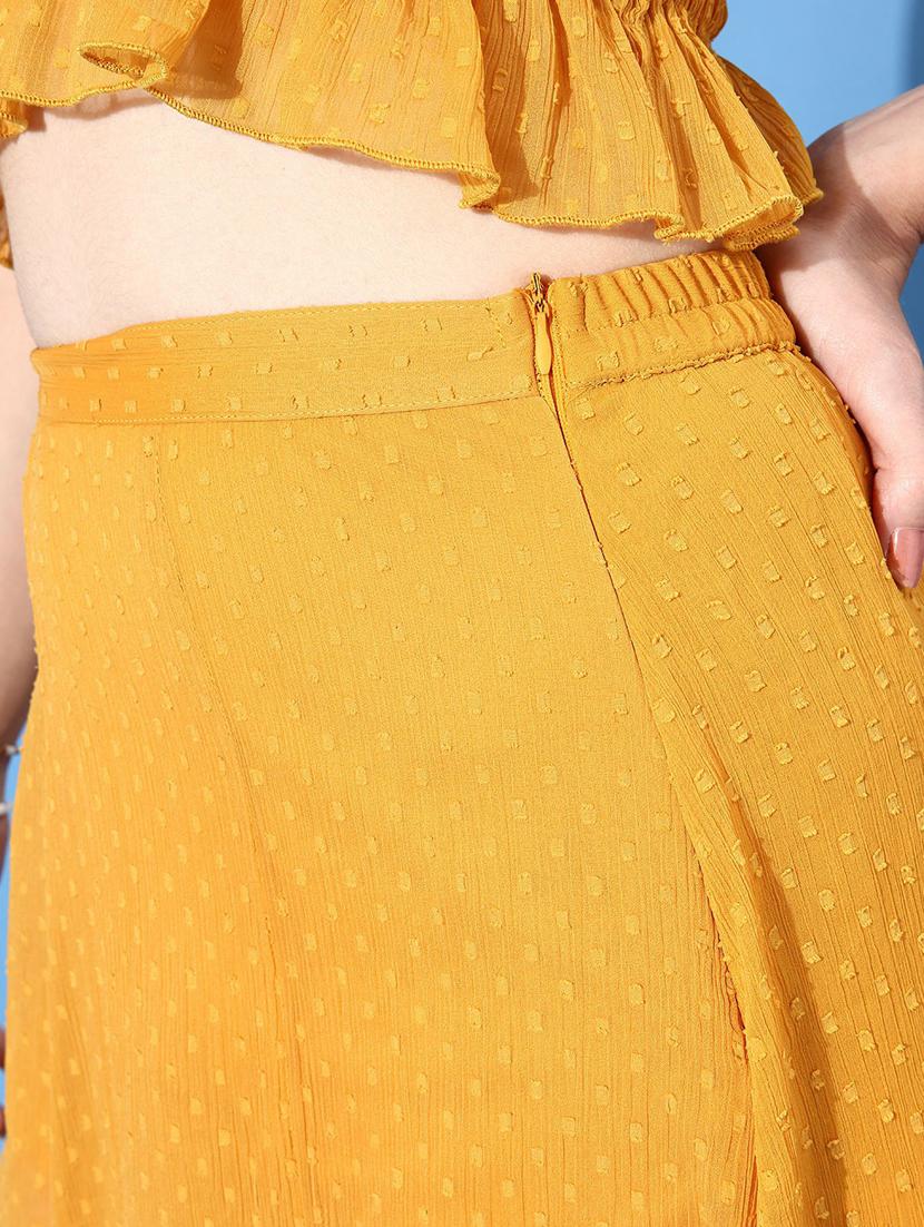 women mid-rise yellow self-designed a-line skirt - 20853137 - Standard Image - 4