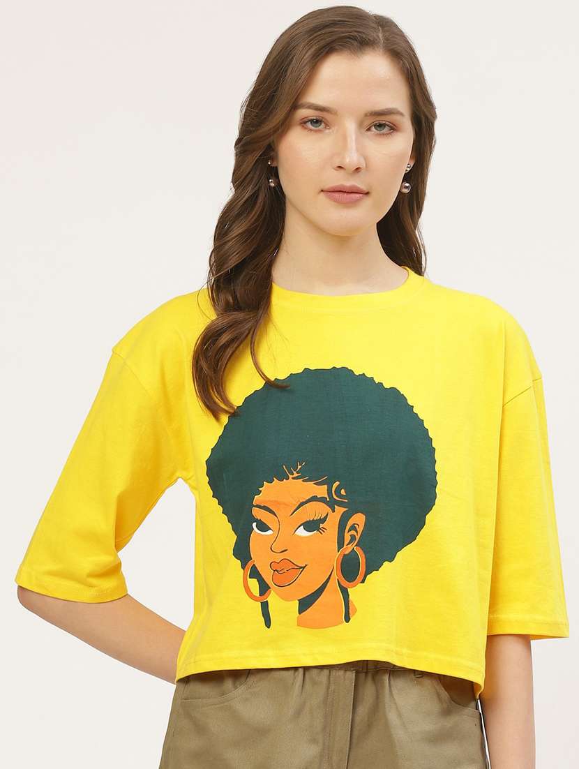 yellow cotton crop tshirt