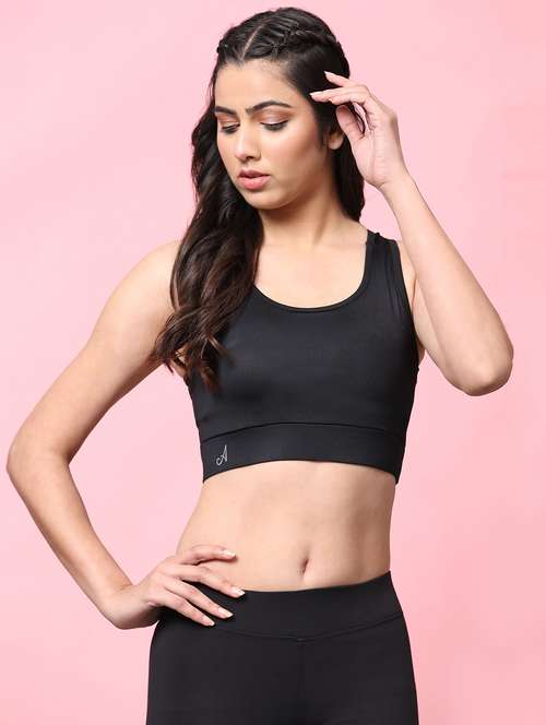 solid black racerback sports bra - 20853779 -  Standard Image - 0