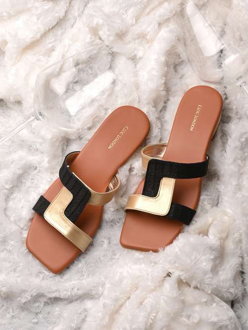 multi color slip on sandal