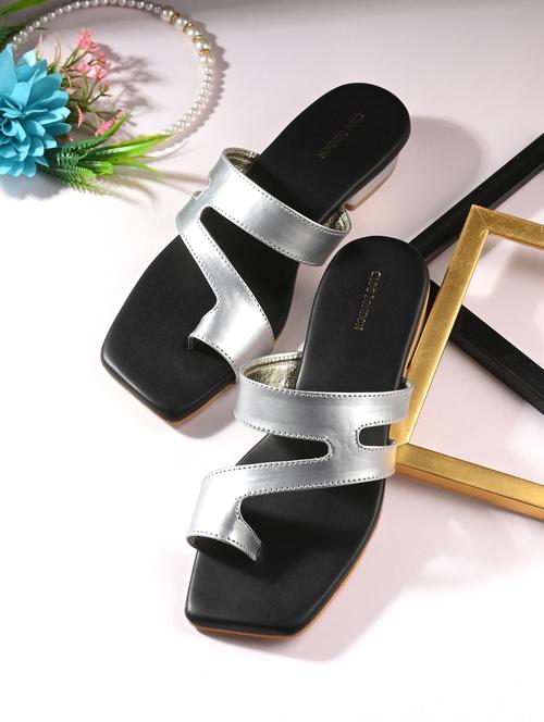 silver detailed slip on sandal - 20855440 -  Standard Image - 0