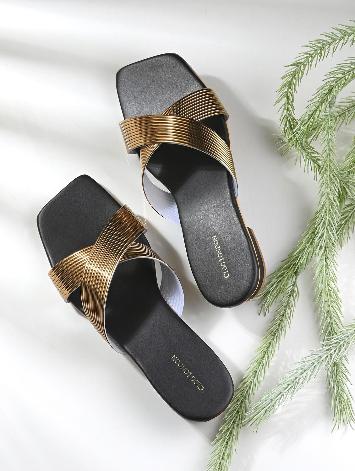 gold detailed slip on sandal - 20855446 -  Zoom Image - 0
