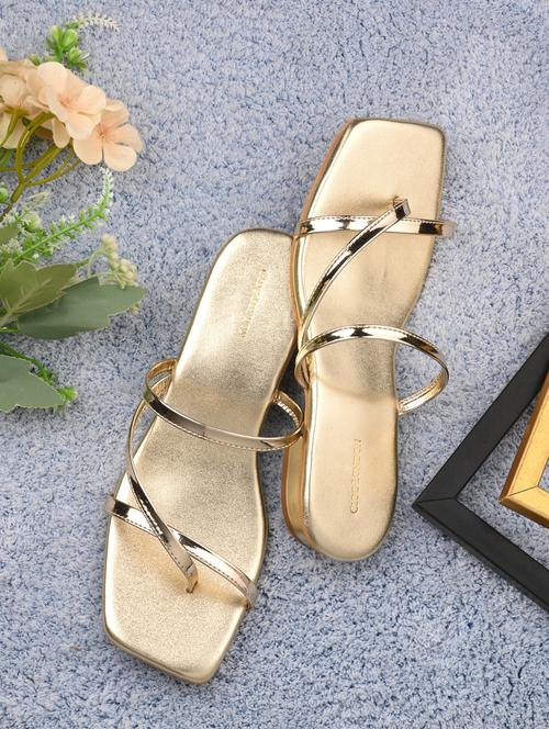 gold detailed slip on sandal - 20855449 -  Standard Image - 0