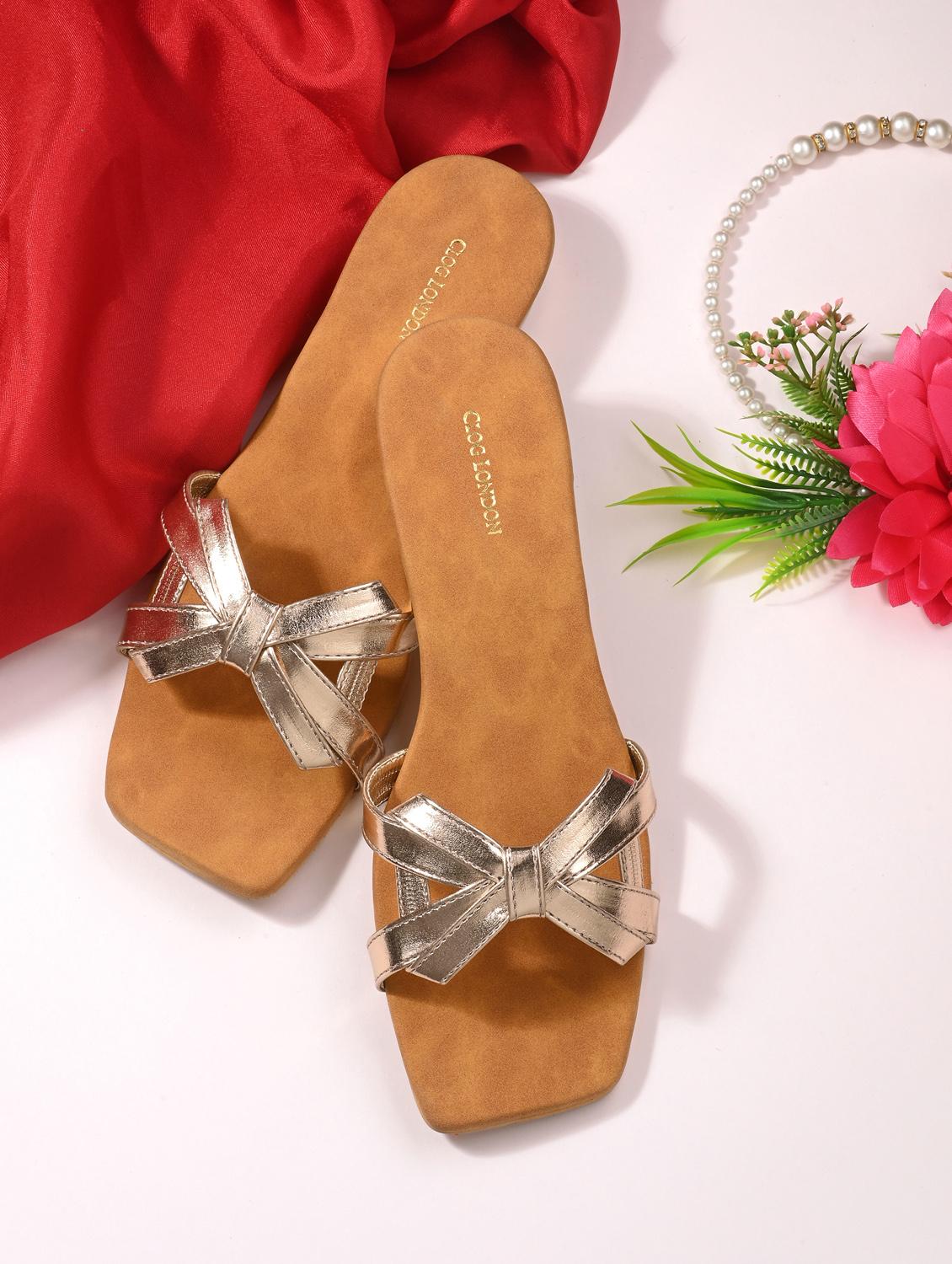 copper synthetic slip on sandals - 20855450 - Zoom Image - 0