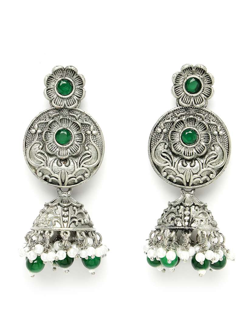 women silver plated jhumka earrings - 20855524 - Standard Image - 1