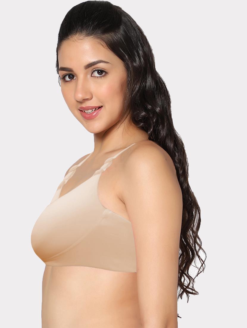 beige cotton blend push up bra - 20857345 - Standard Image - 1