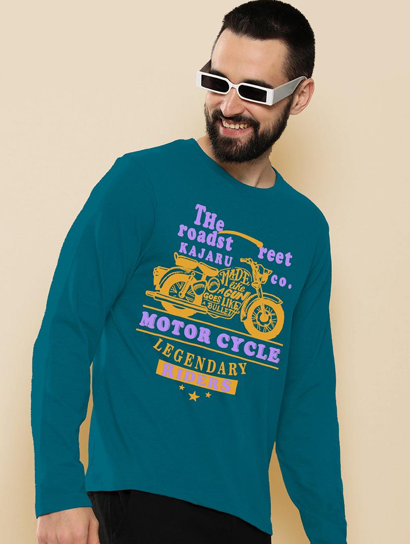 teal polyester front print tshirt - 20857434 - Standard Image - 1