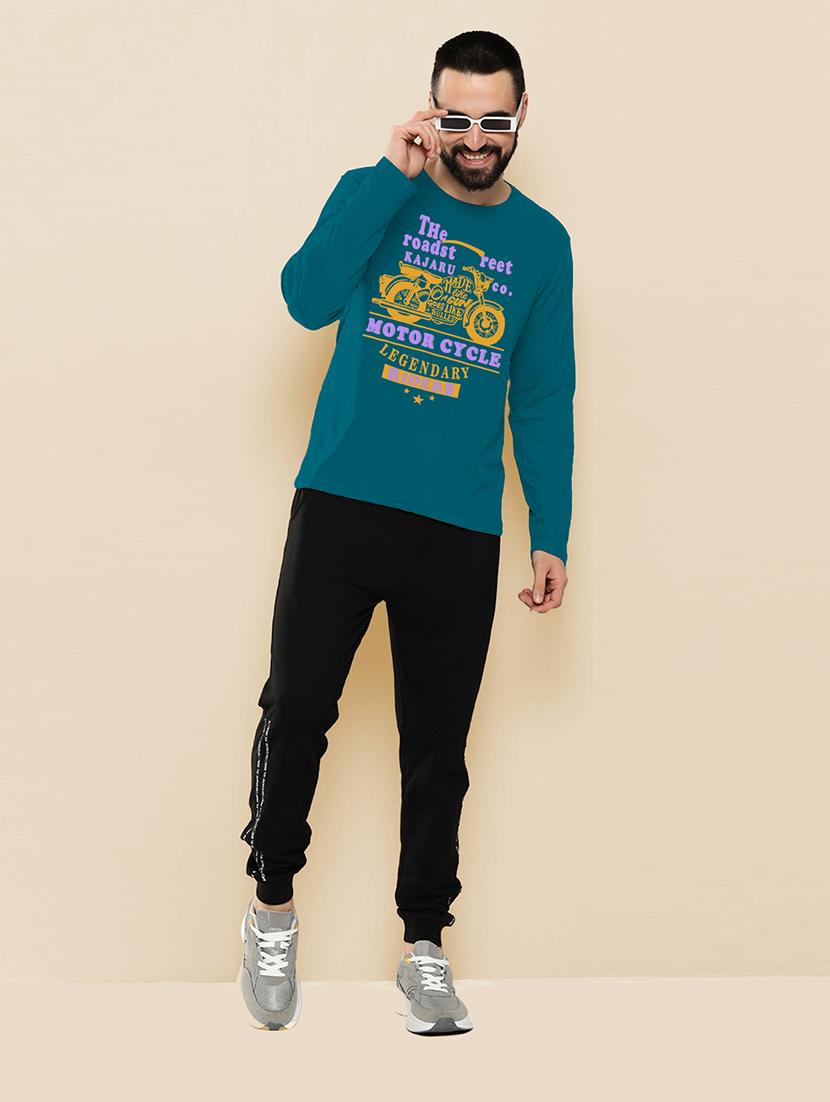 teal polyester front print tshirt - 20857434 - Standard Image - 4