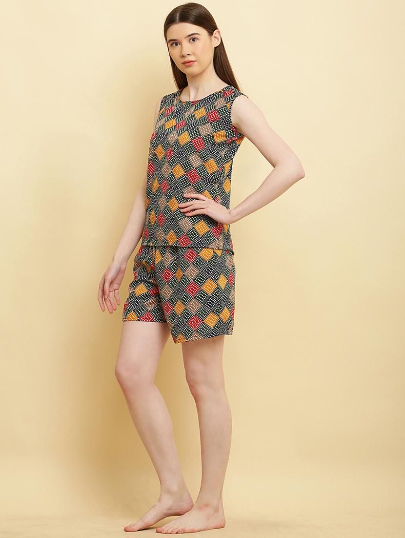 women printed nightwear shorts set - 20857578 - Standard Image - 1