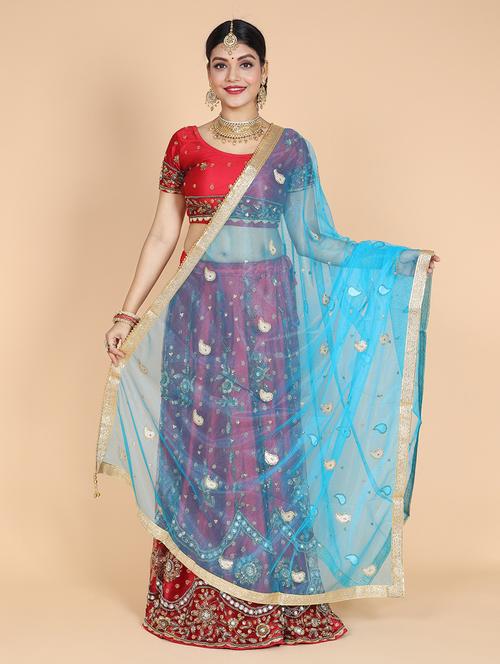 women blue embroidered dupatta - 20857652 -  Standard Image - 0