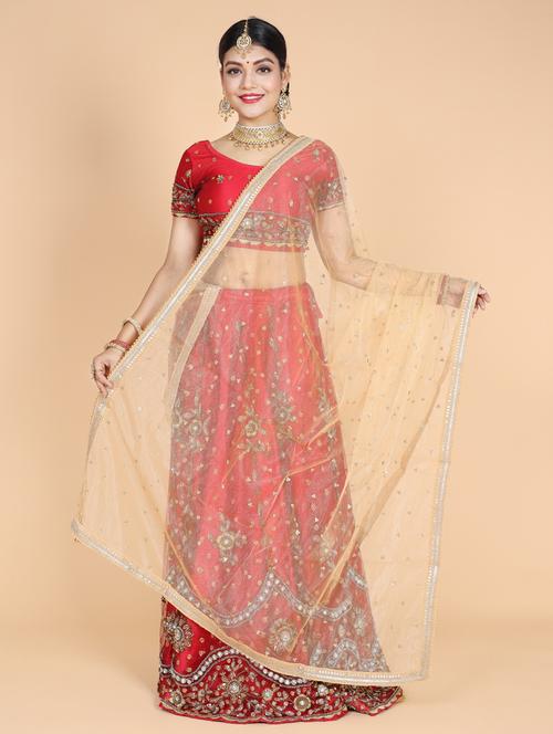 women beige embroidered dupatta - 20857654 - Standard Image - 0
