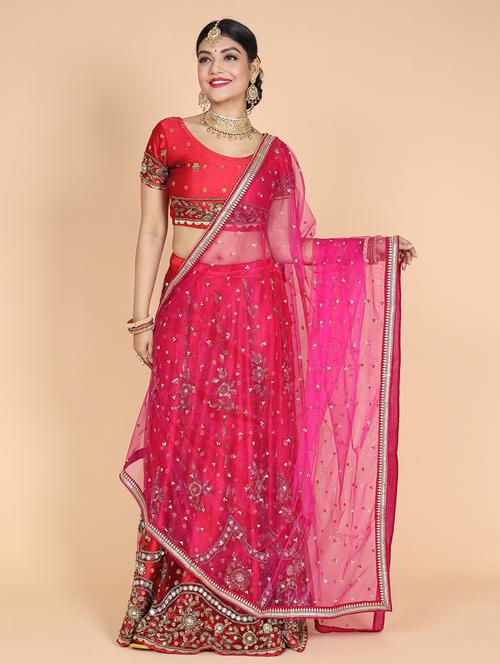 women pink embroidered dupatta - 20857656 - Standard Image - 0